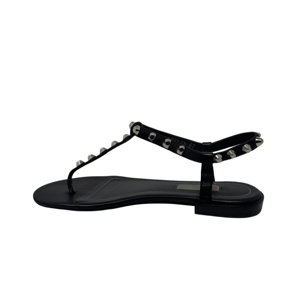 Balenciaga Paris Moto Stud Ankle T Strap thong Sandals Black Leather 36.5 6.5 - Picture 2 of 13